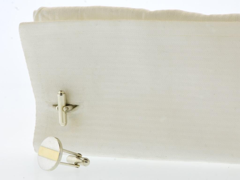 Tiffany & Co Yellow Gold and Sterling Silver vintage Cufflinks, c.1990 In Good Condition For Sale In Aspen, CO