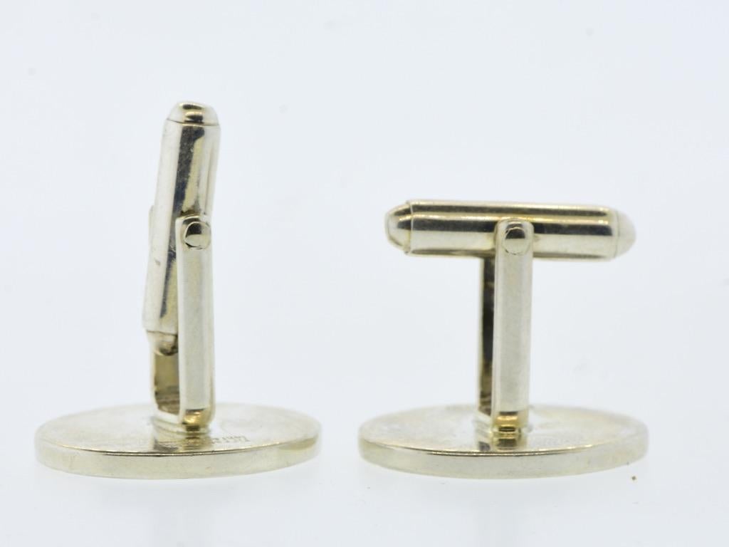 Tiffany & Co Yellow Gold and Sterling Silver vintage Cufflinks, c.1990 For Sale 1
