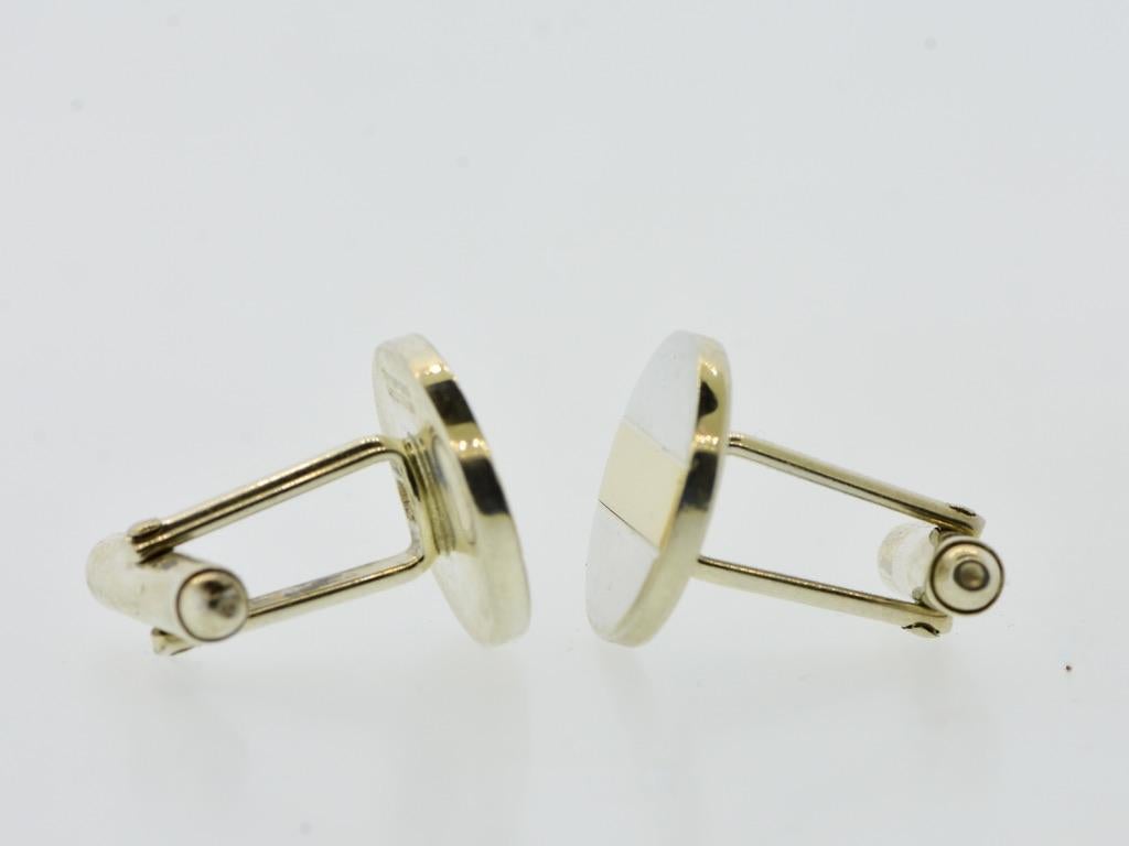 Tiffany & Co Yellow Gold and Sterling Silver vintage Cufflinks, c.1990 For Sale 2