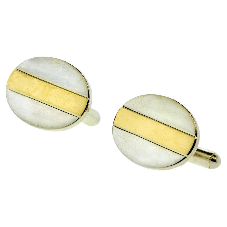 Tiffany & Co Yellow Gold and Sterling Silver vintage Cufflinks, c.1990 For Sale