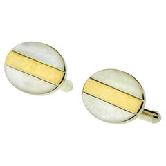 Tiffany & Co. Boutons de manchette vintage en or jaune et argent sterling, c.1990