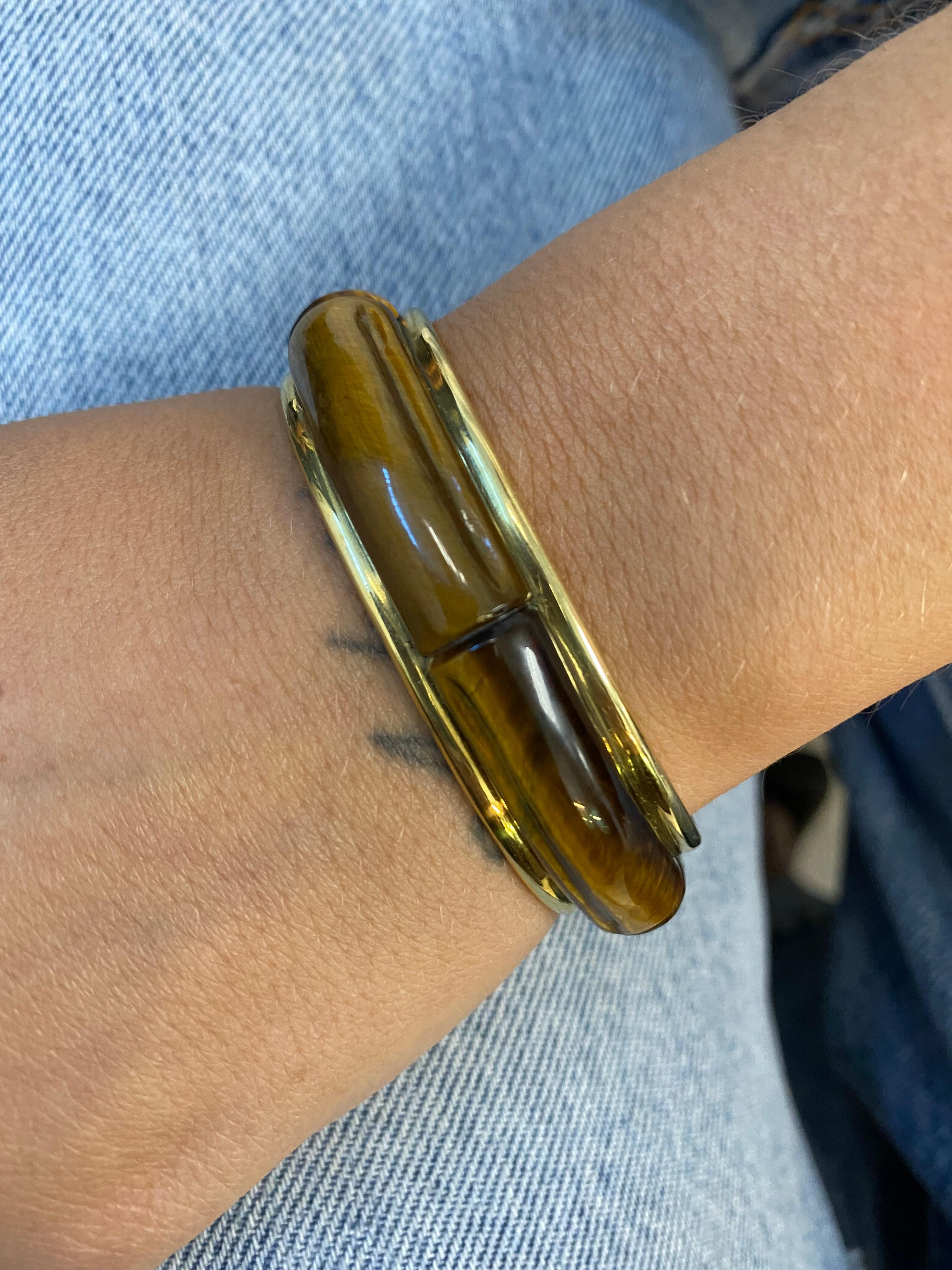 Tiffany & Co. Yellow Gold and Tiger Eye Cuff Bangle Bracelet  3