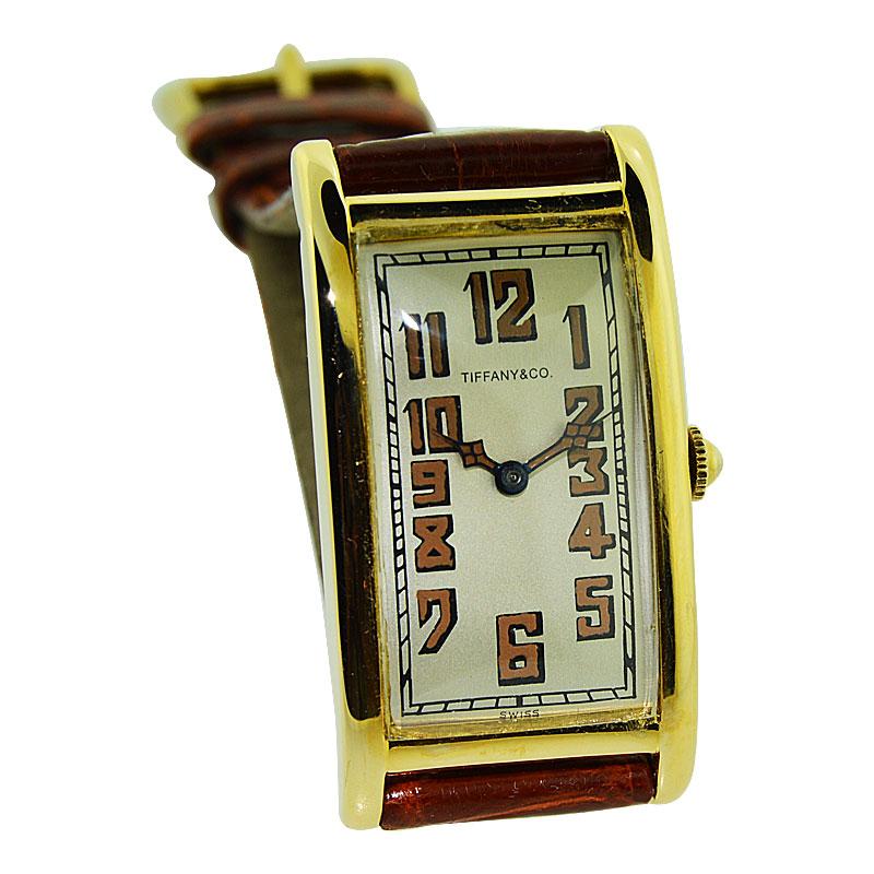 Tiffany & Co. 18Kt. Yellow Gold Art Deco International Watch Co. Rectangle Watch In Excellent Condition In Long Beach, CA