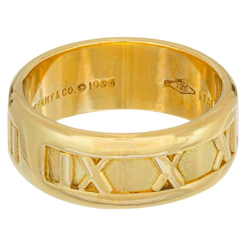 Tiffany and Co. Atlas Gold Open Roman Numeral Band Ring For Sale at ...