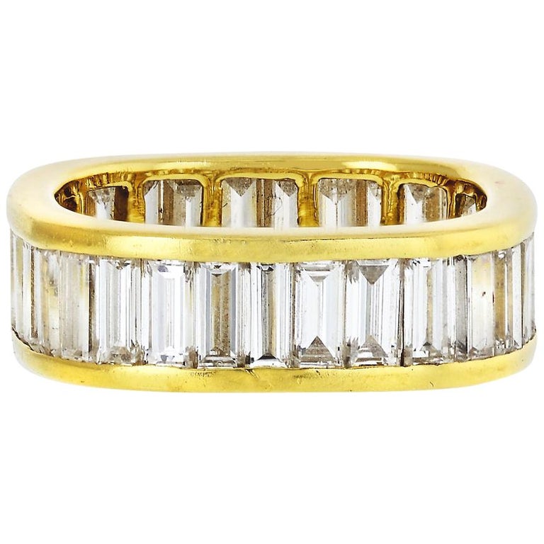 Tiffany and Co. Yellow Gold Baguette Cut 3.90 Carat Diamond Eternity ...