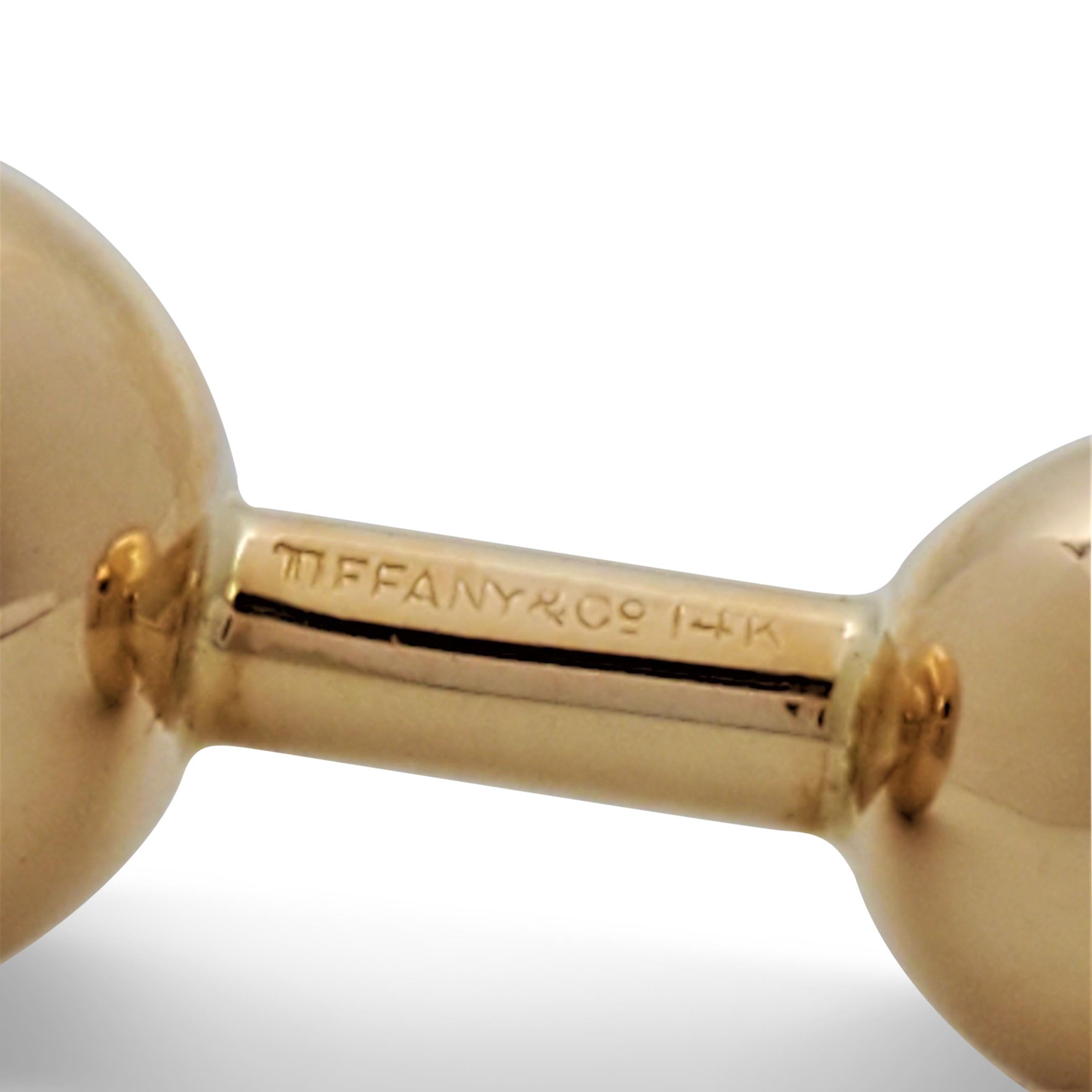 Women's or Men's Tiffany & Co. Yellow Gold Barbell Cufflinks