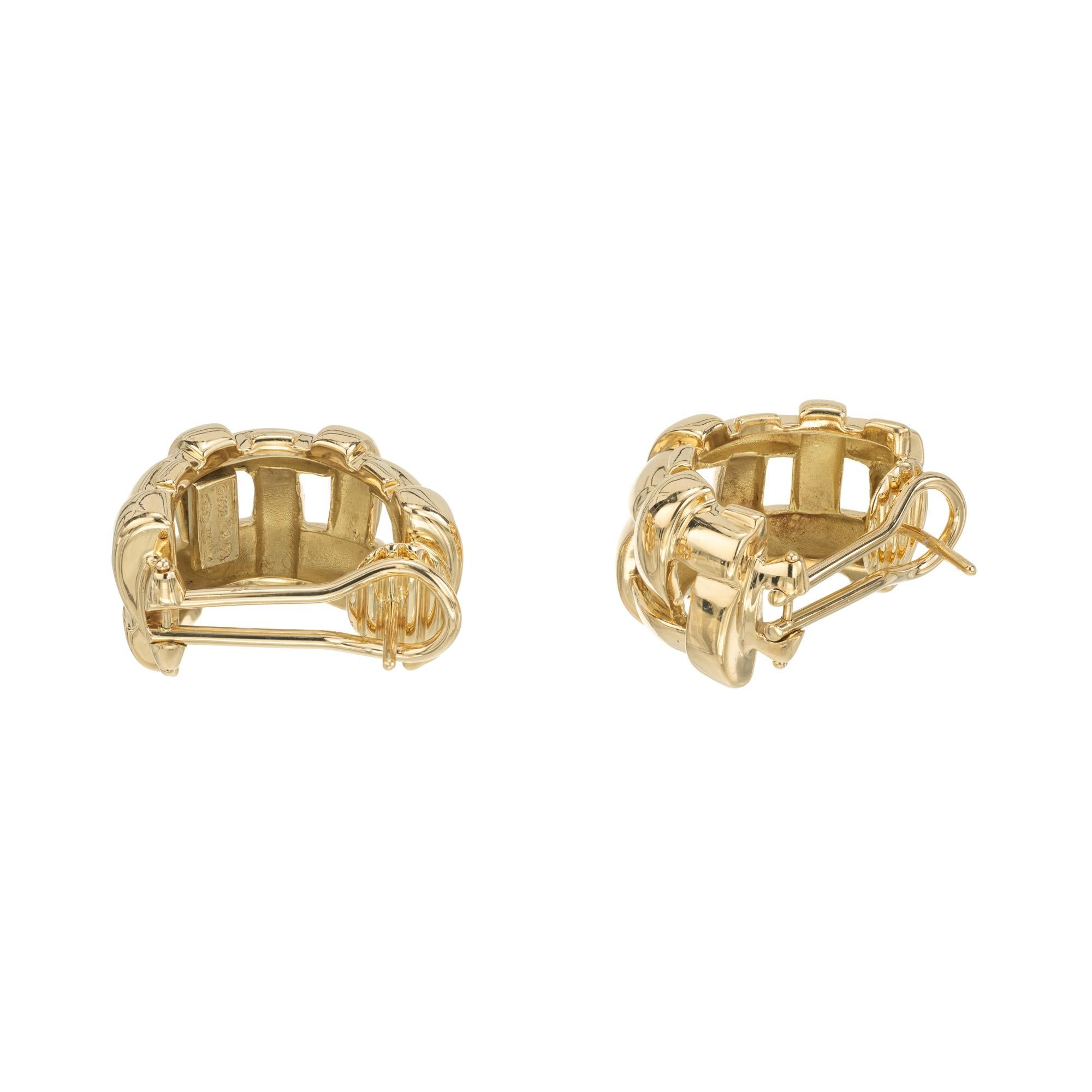 Tiffany & Co. Boucles d'oreilles à clip en or jaune et tressage de paniers Pour femmes en vente