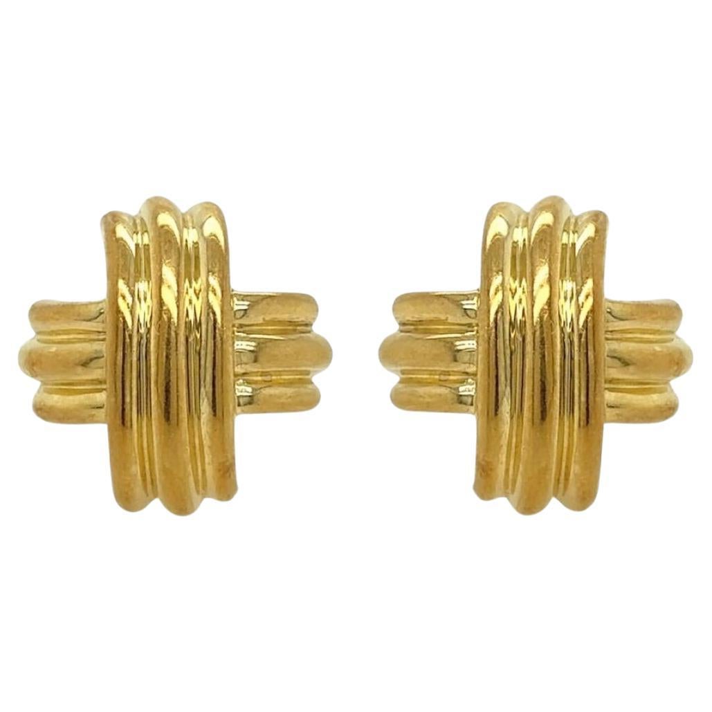 TIFFANY & CO.  Yellow Gold Bombe "X" Earrings