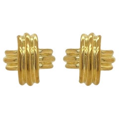TIFFANY & CO.  Yellow Gold Bombe "X" Earrings