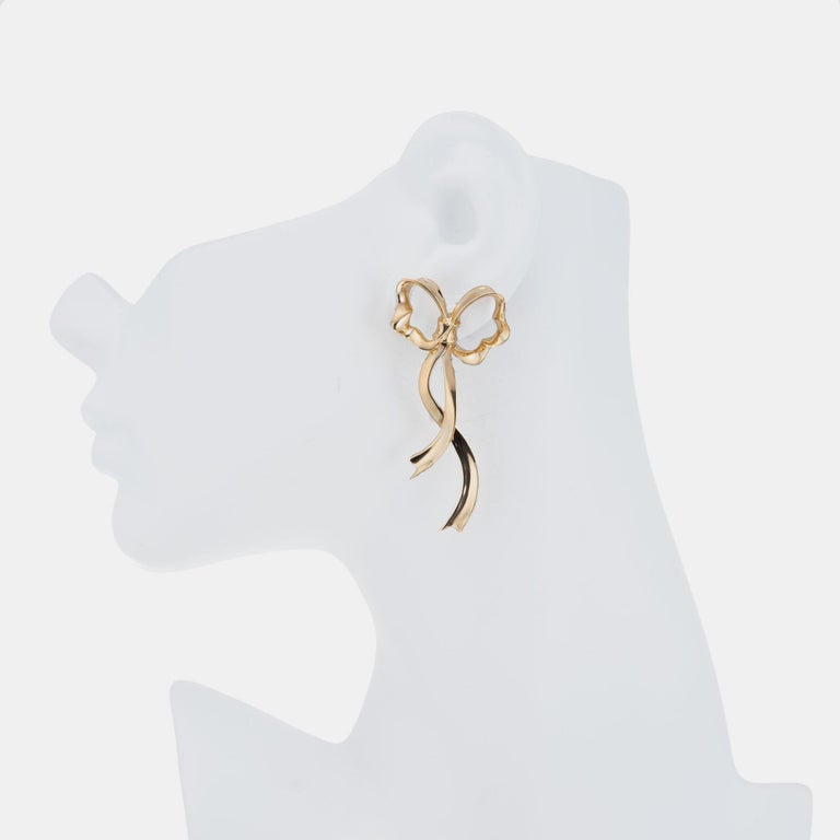 Tiffany and Co. Yellow Gold Bow Drop Earrings at 1stDibs tiffany gold