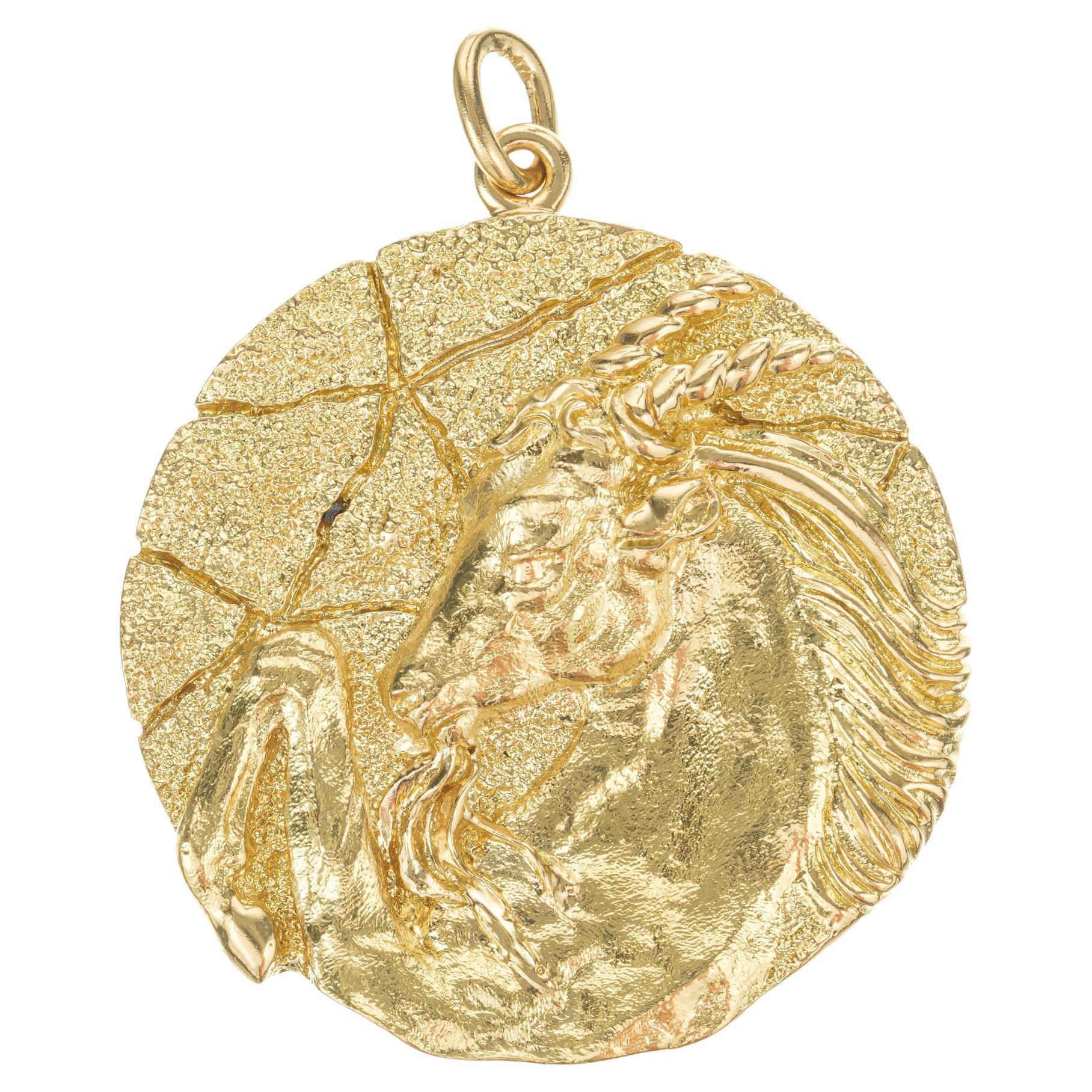 TIffany & Co Yellow Gold Capricorn Zodiac Pendant 
