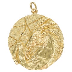 Retro TIffany & Co Yellow Gold Capricorn Zodiac Pendant 