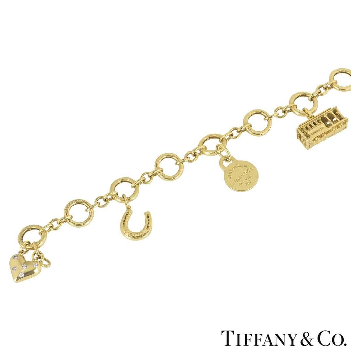 Taille ronde Tiffany & Co. Bracelet à breloques en or jaune