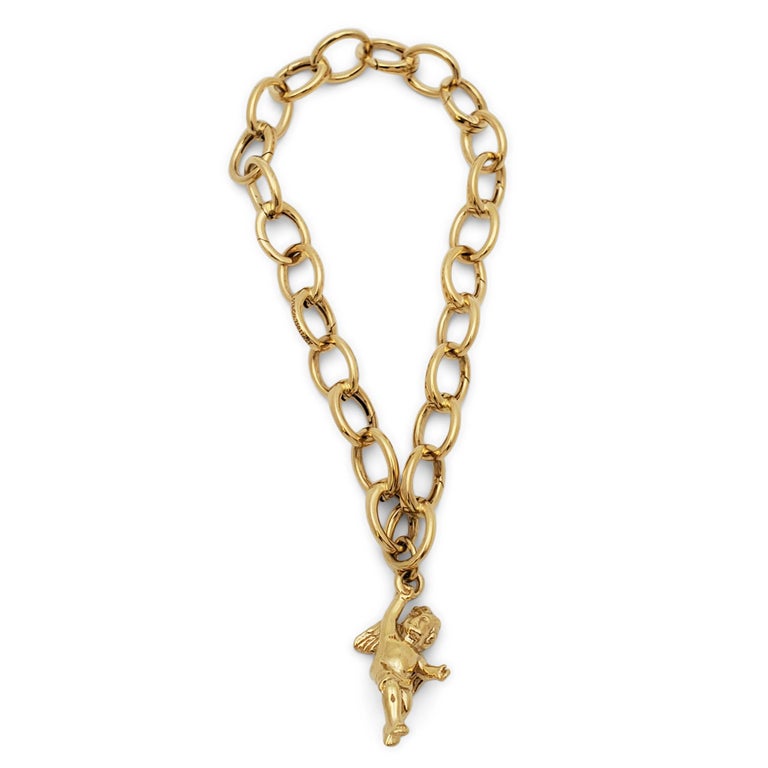Tiffany and Co. Yellow Gold Charm Bracelet with Cherub Charm at 1stDibs