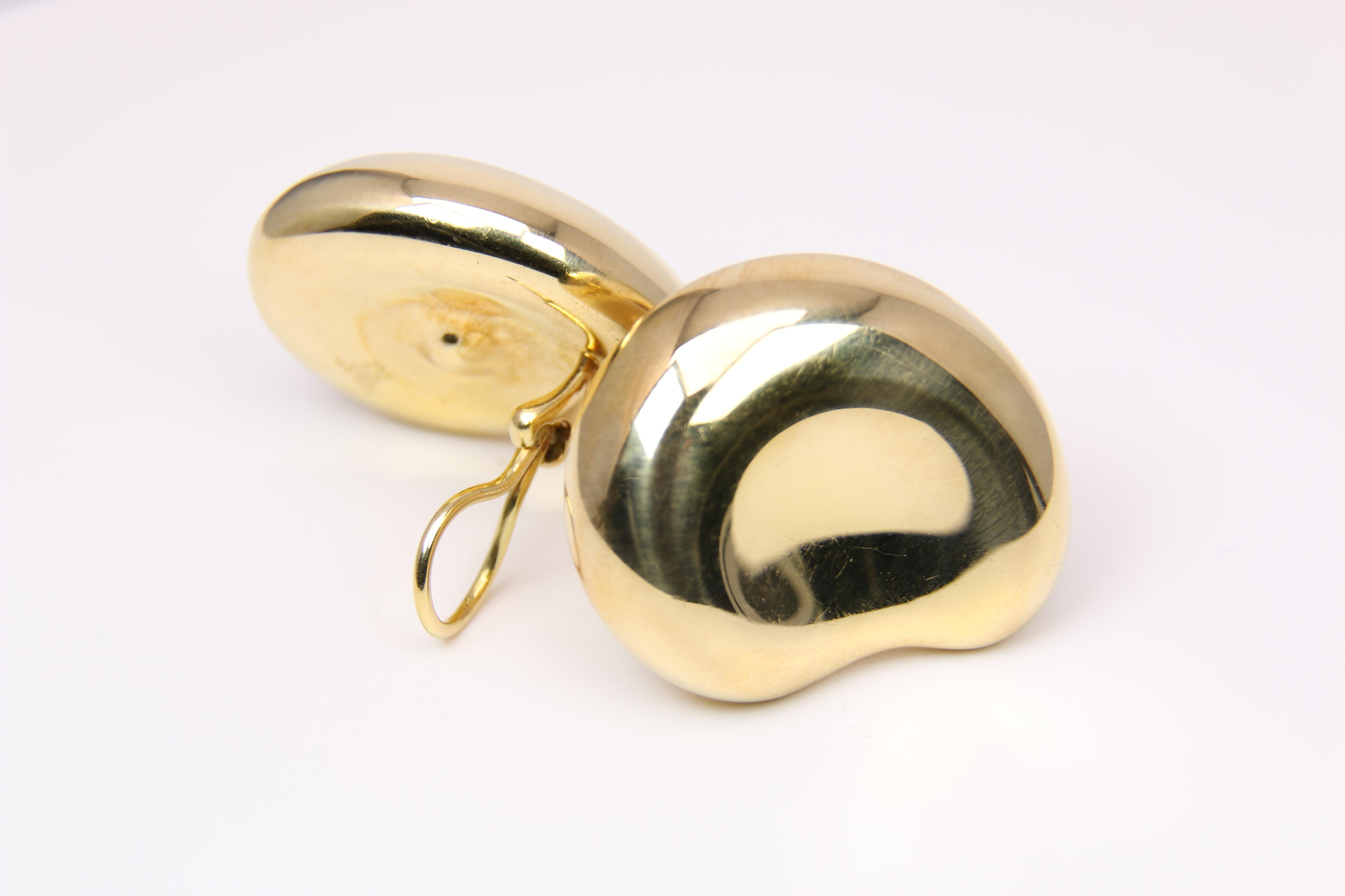 Modern Tiffany & Co. Yellow Gold Clip-On Bean Peretti Earrings