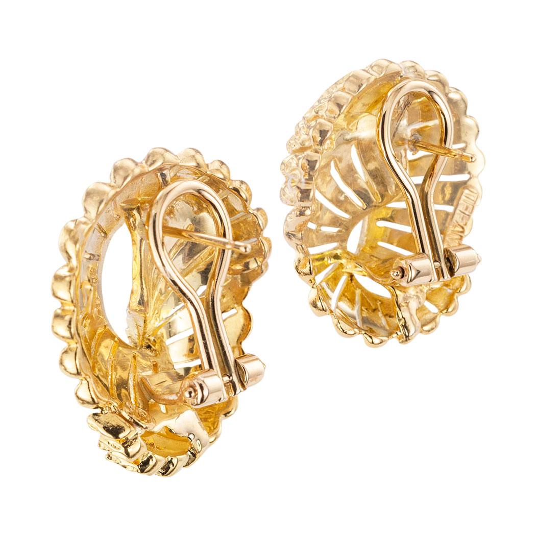 Modern Tiffany & Co. Yellow Gold Clip Post Back Earrings