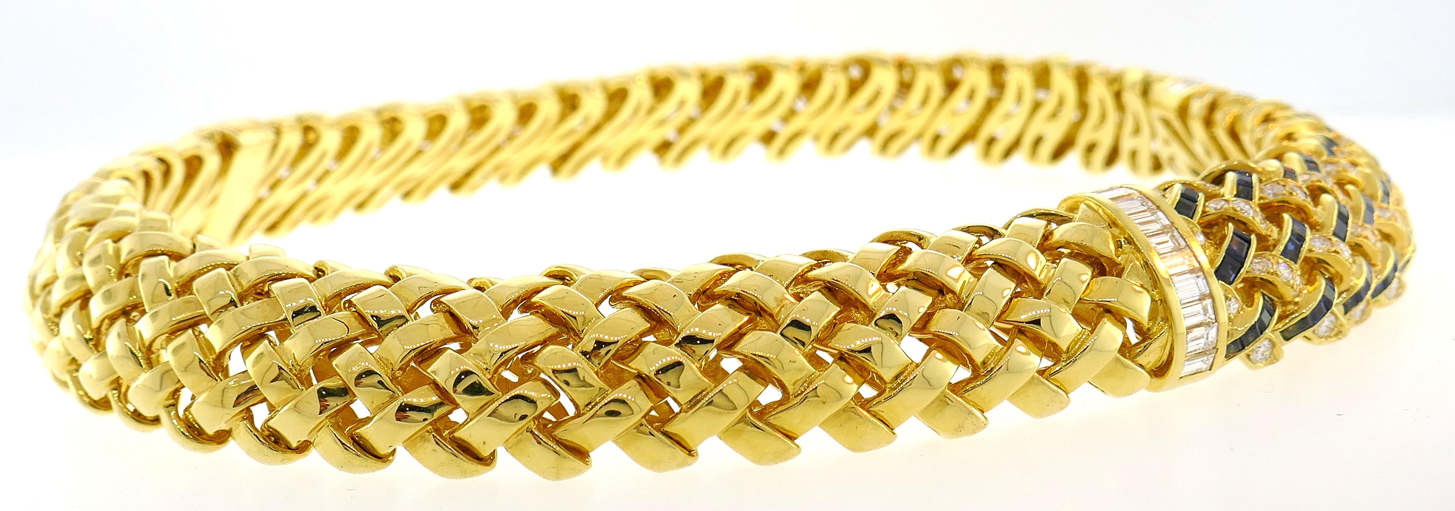 Tiffany & Co. Yellow Gold Collar Necklace Choker with Diamond Sapphire 2