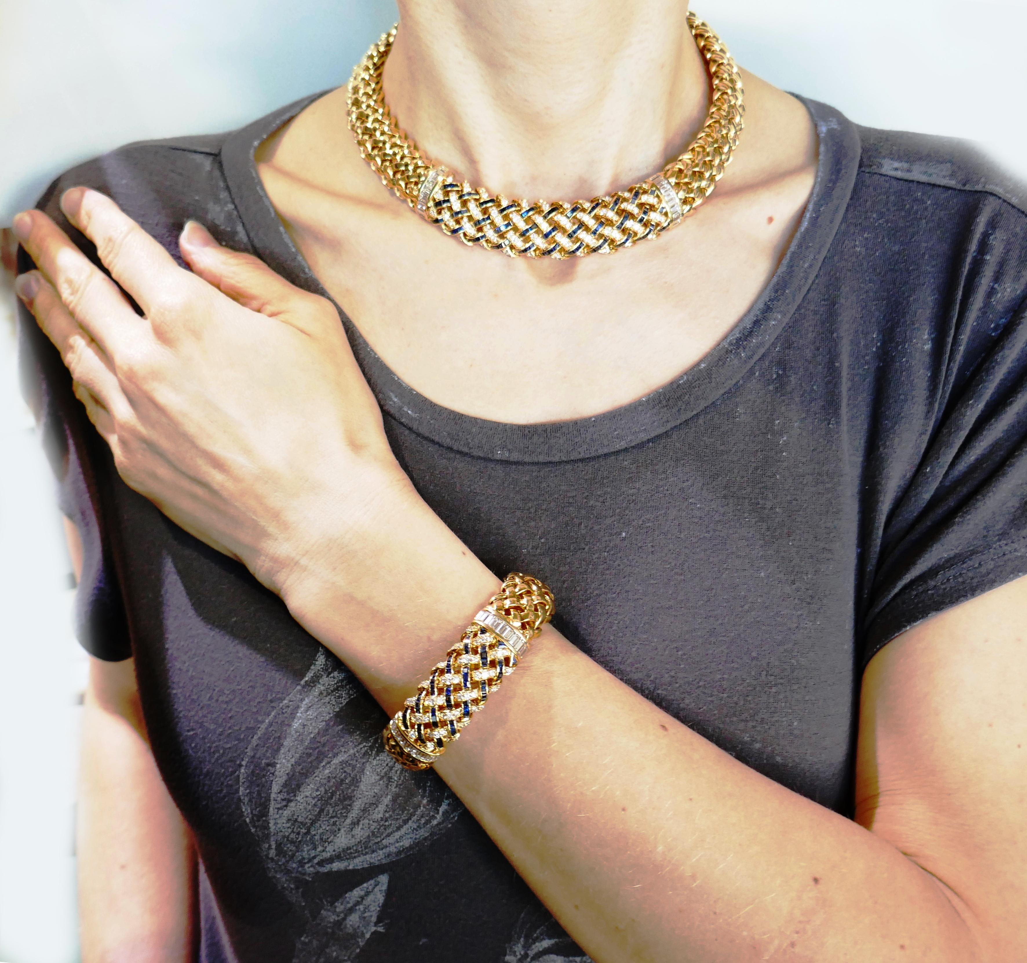 Tiffany & Co. Yellow Gold Collar Necklace Choker with Diamond Sapphire 6