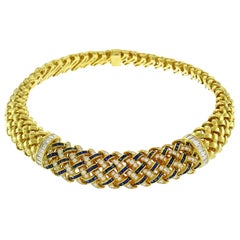 Tiffany & Co. Yellow Gold Collar Necklace Choker with Diamond Sapphire