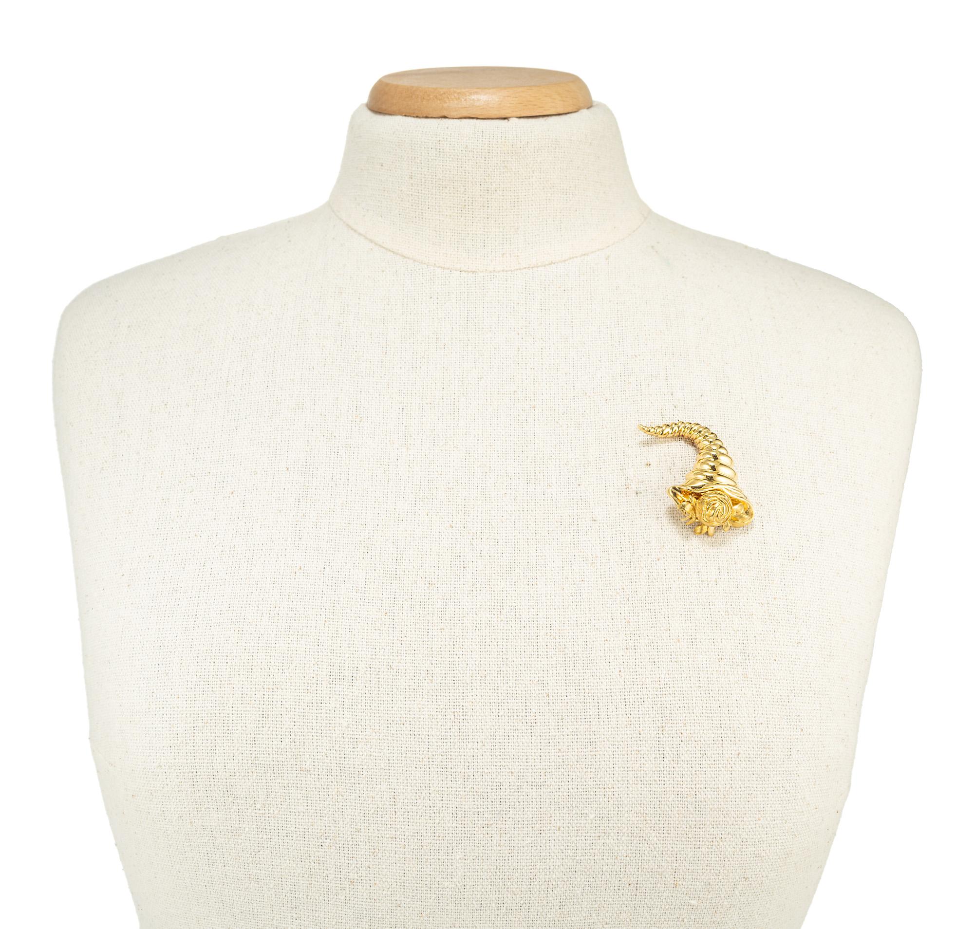 Tiffany & Co. Broche Cornucopia de oro amarillo en venta 2