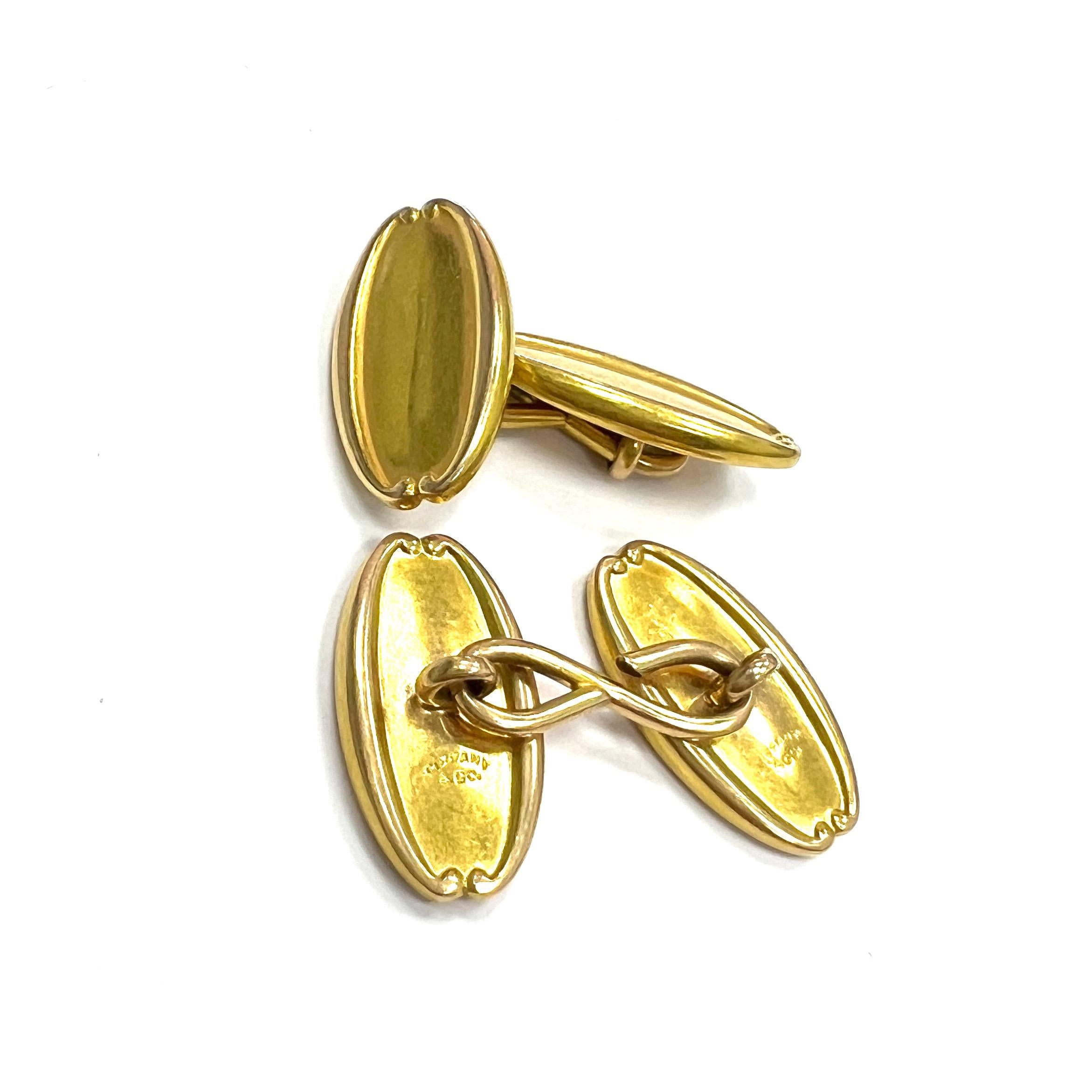 Tiffany & Co. Yellow Gold Cufflinks In Excellent Condition For Sale In New York, NY
