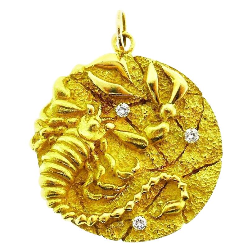 Tiffany & Co. Yellow Gold Diamond Astrological Zodiac Scorpio Pendant