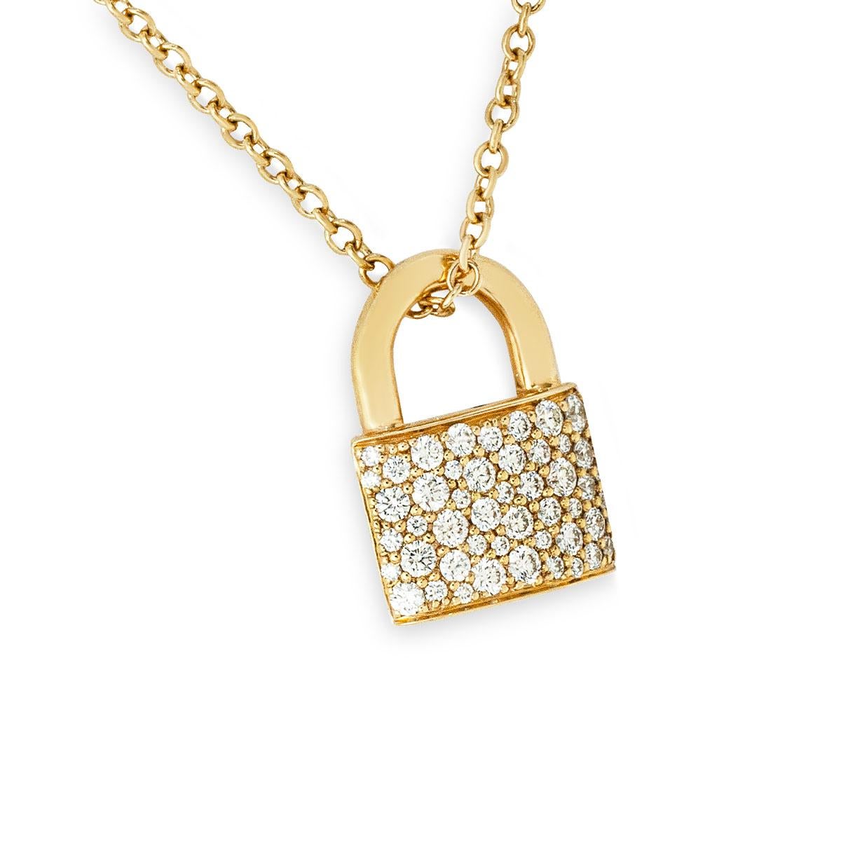 Tiffany & Co. Yellow Gold Diamond Bag Pendant 0.34ct TDW In Excellent Condition For Sale In London, GB