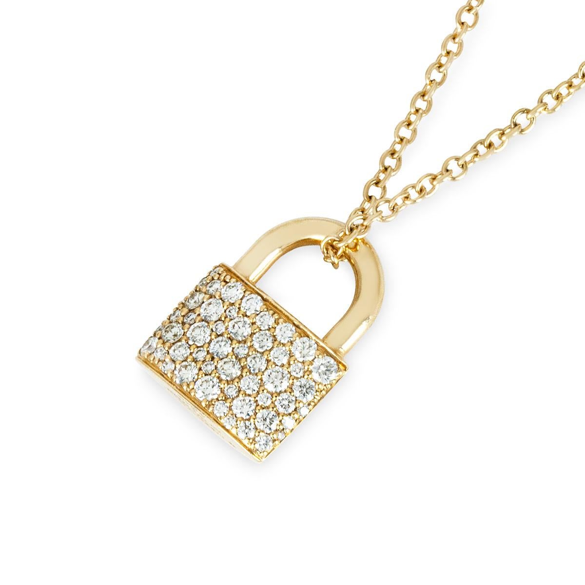 Women's Tiffany & Co. Yellow Gold Diamond Bag Pendant 0.34ct TDW For Sale