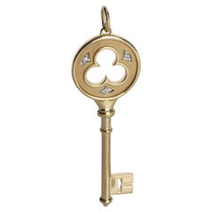 Tiffany & Co. Yellow Gold Diamond Clover Key Pendant