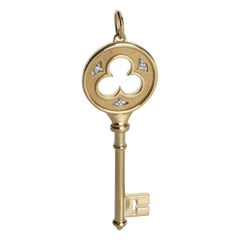 Tiffany & Co. Yellow Gold Diamond Clover Key Pendant