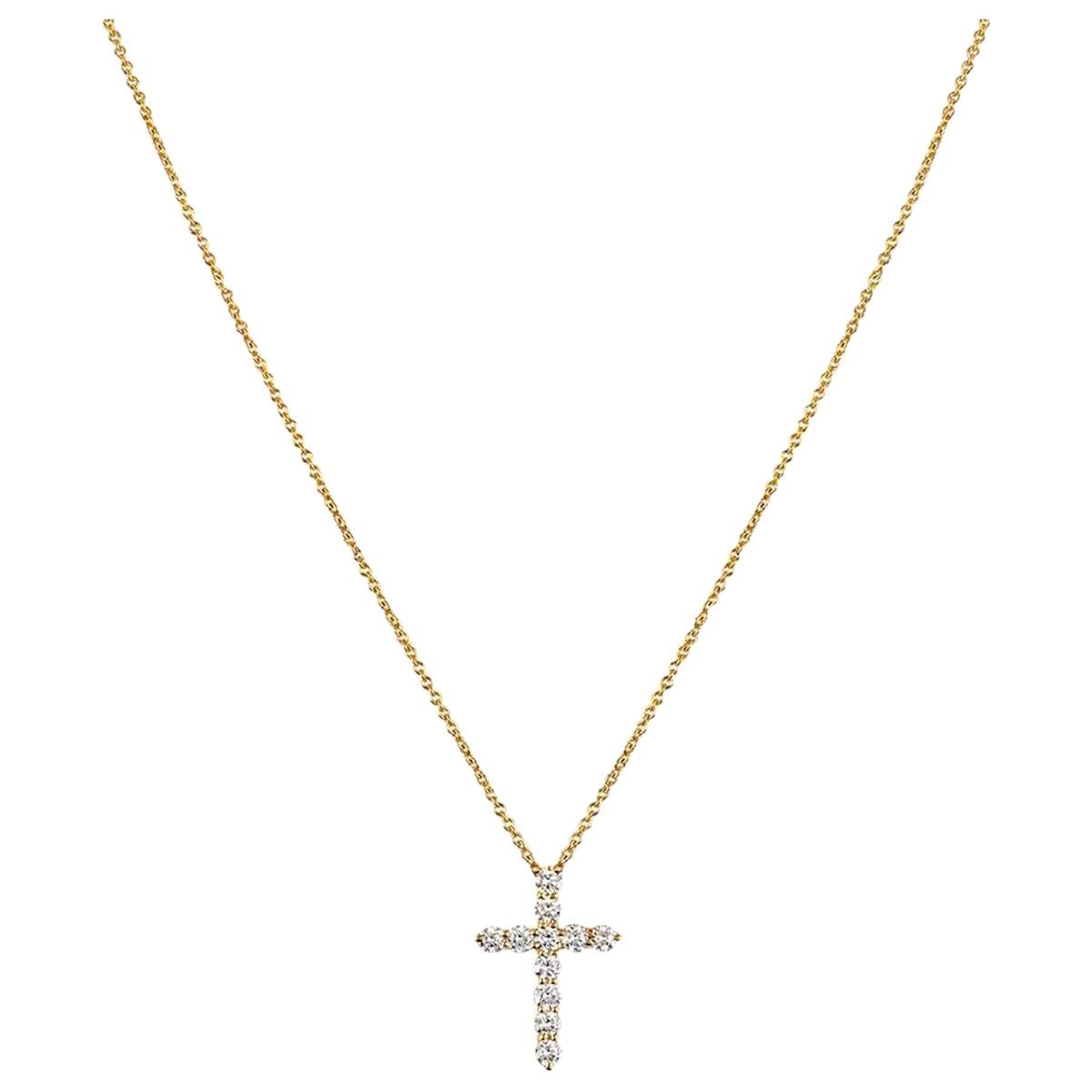 Tiffany & Co. Yellow Gold Diamond Cross Pendant .42 Carat