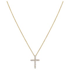 Tiffany & Co. Yellow Gold Diamond Cross Pendant .42 Carat