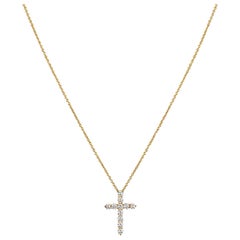 Tiffany & Co. Yellow Gold Diamond Cross Pendant .42 Carat