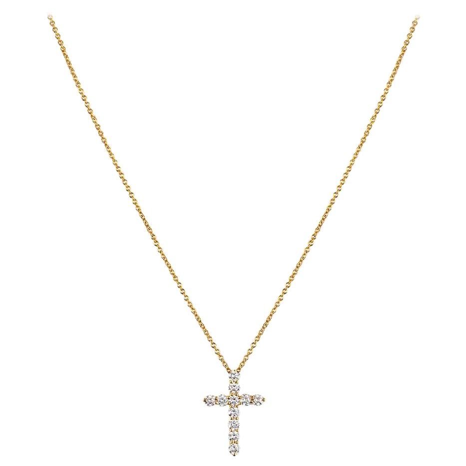 Tiffany & Co. Yellow Gold Diamond Cross Pendant .44 Carat