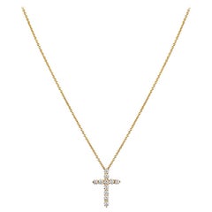 Tiffany & Co. Yellow Gold Diamond Cross Pendant .44 Carat
