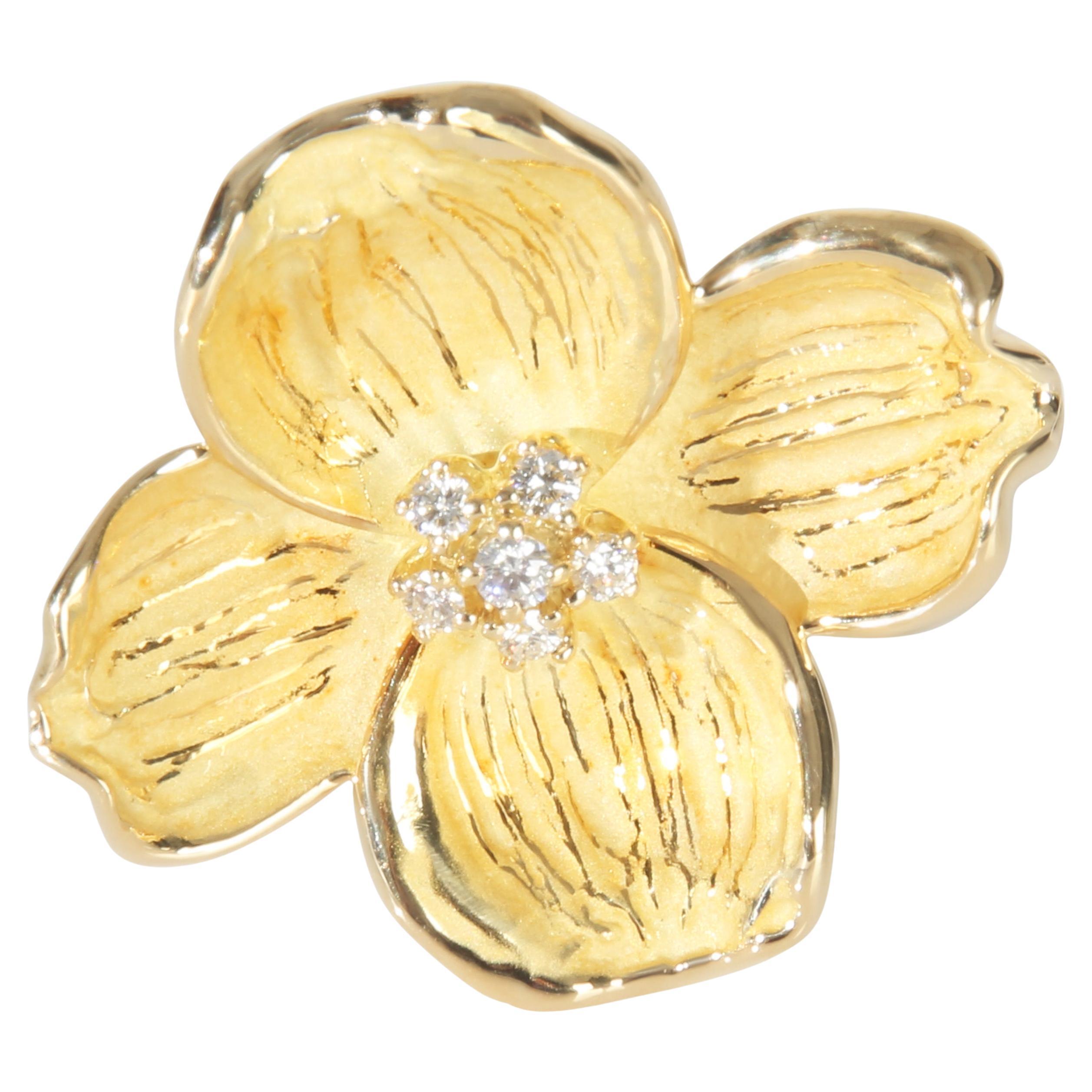 Tiffany 
Co. Broche Dogwood de oro amarillo con diamantes en venta