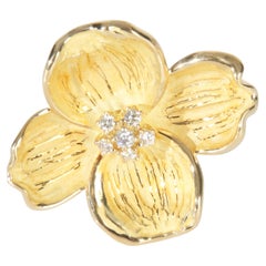 Tiffany & Co. Yellow Gold Diamond Dogwood Brooch