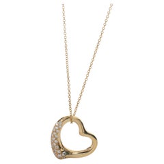 Tiffany 
Co. Yellow Gold Diamond Elsa Peretti Open Heart Pendant