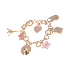 Tiffany & Co. Yellow Gold Diamond Enamel Charm Bracelet