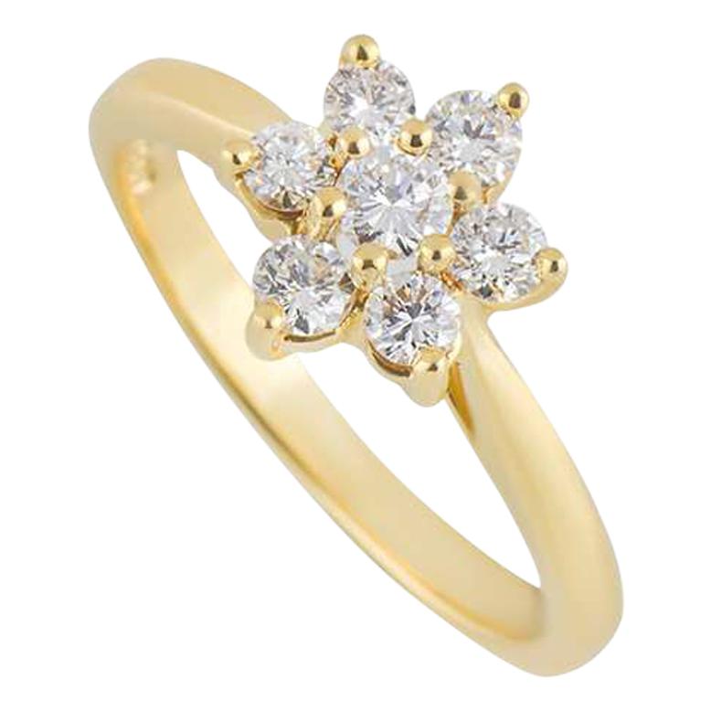 Tiffany & Co. Yellow Gold Diamond Flower Ring 0.47 Carat
