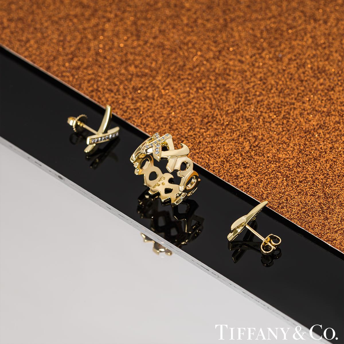 Tiffany & Co. Suite aus Ohrringen und Ringen, Gelbgold Diamant Graffiti X im Angebot 6
