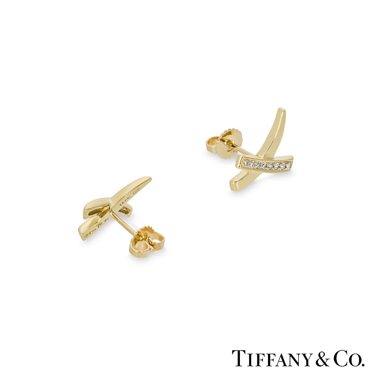 Tiffany & Co. Yellow Gold Diamond Graffiti X Earrings & Ring Suite In Excellent Condition For Sale In London, GB