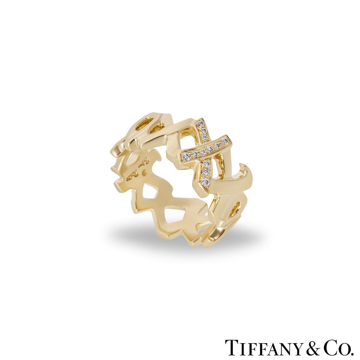 Women's Tiffany & Co. Yellow Gold Diamond Graffiti X Earrings & Ring Suite For Sale