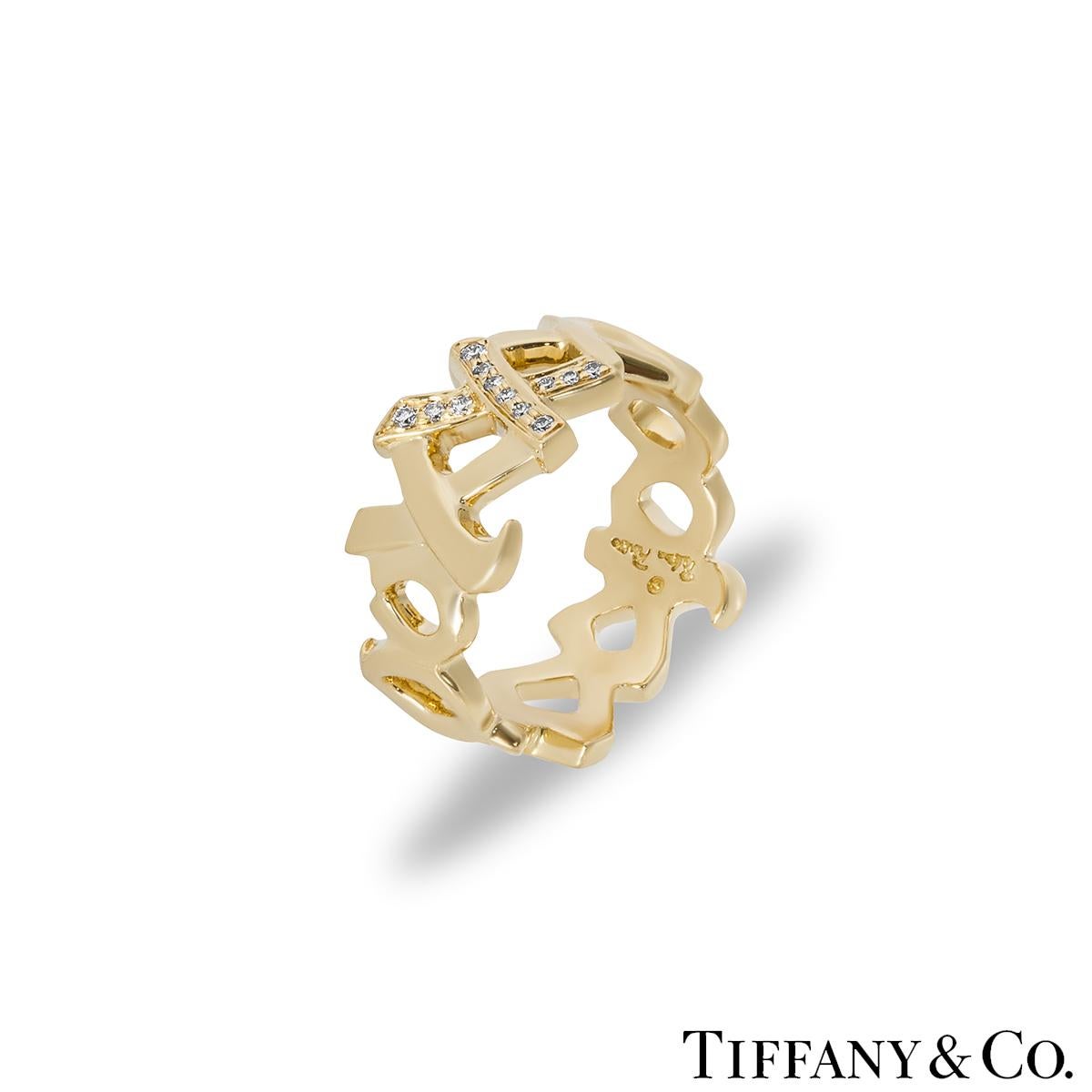 Tiffany & Co. Suite aus Ohrringen und Ringen, Gelbgold Diamant Graffiti X im Angebot 1