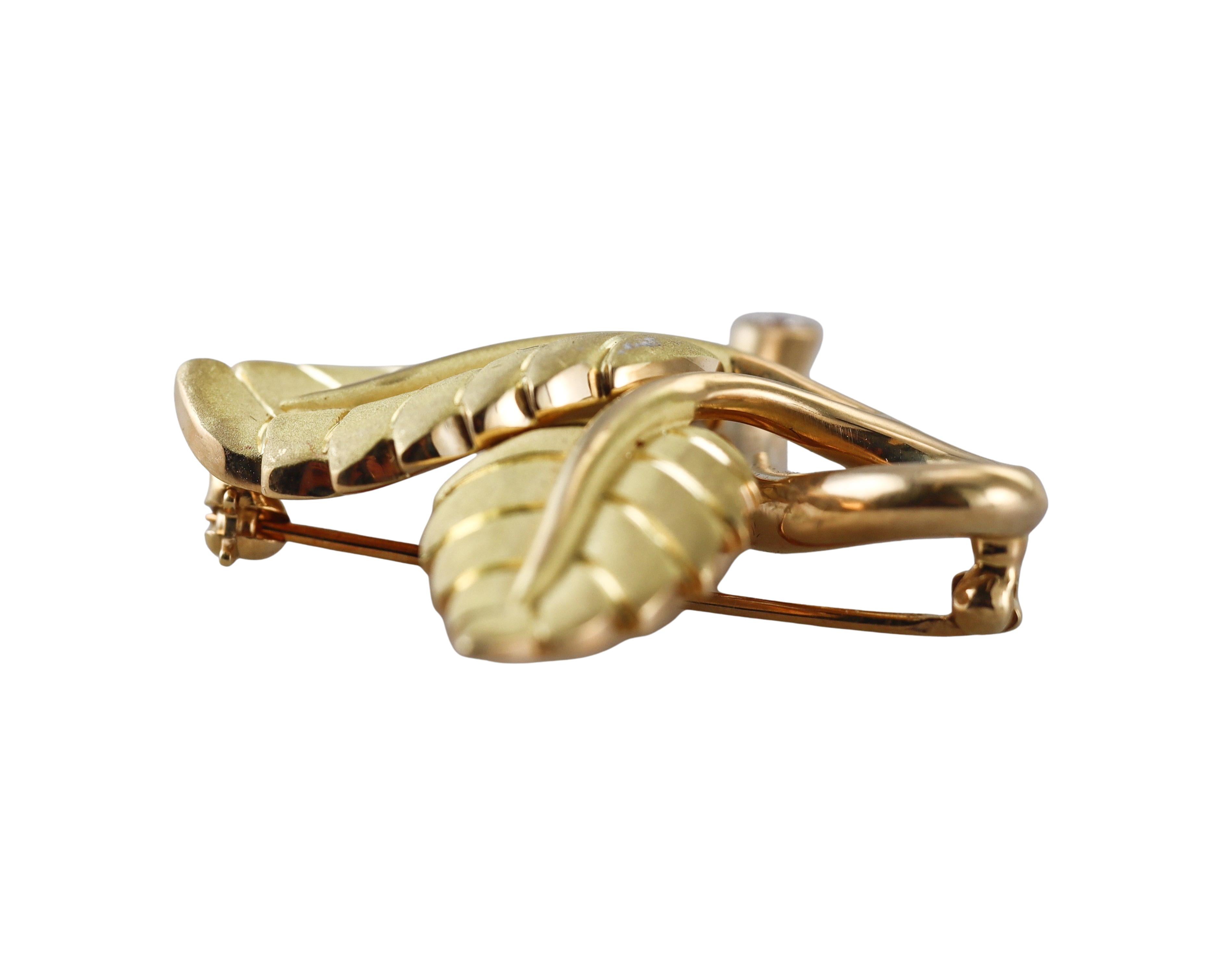 De las mujeres Broche Hoja de Diamante en Oro Amarillo Tiffany & Co. en venta