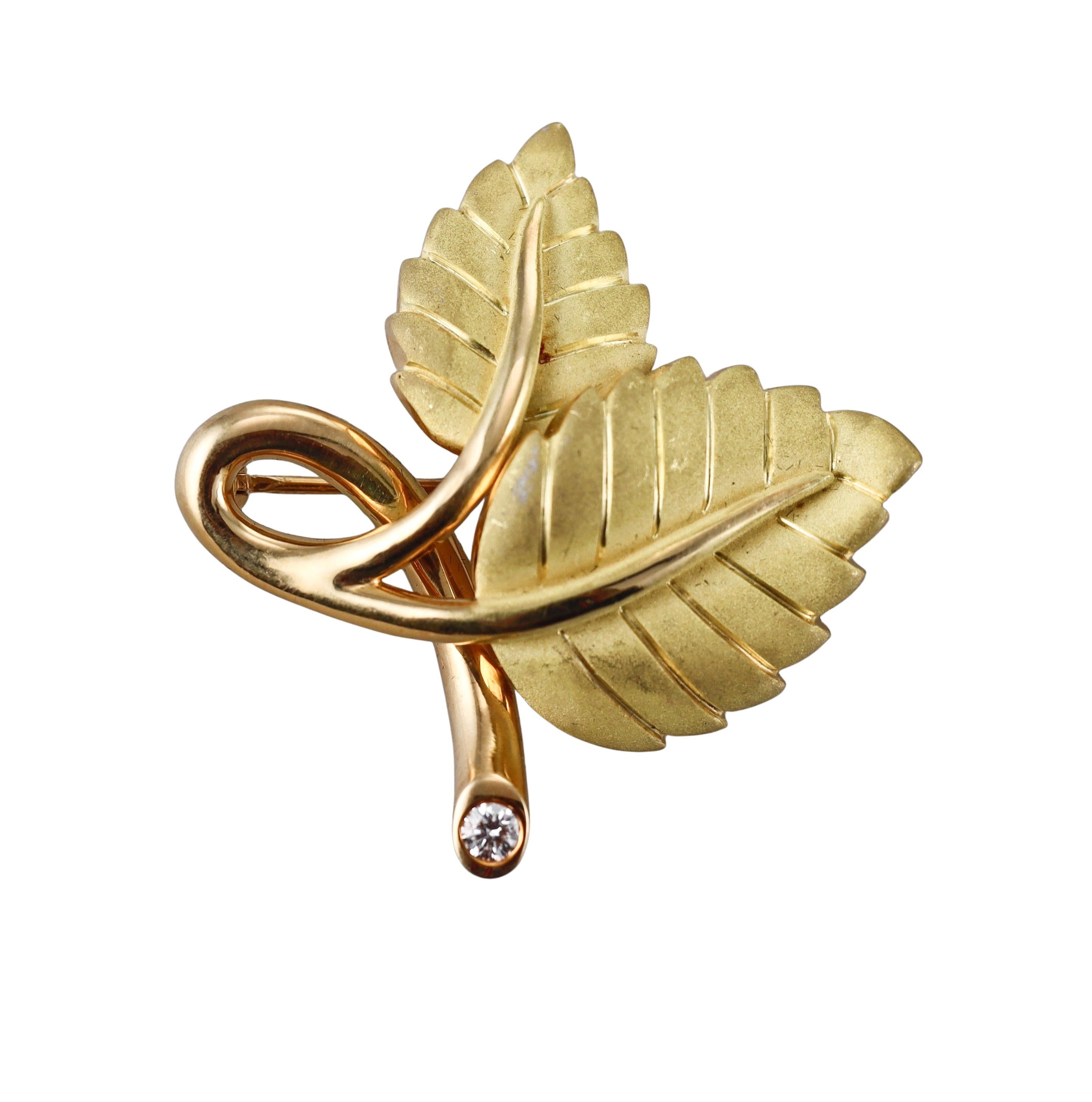 Broche Hoja de Diamante en Oro Amarillo Tiffany & Co.