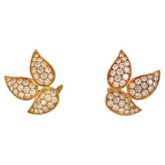 Tiffany & Co. Yellow Gold Diamond Leaf Earrings