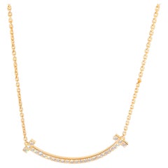 Tiffany & Co. Yellow Gold Diamond Medium Model Tiffany T Smile Pendant