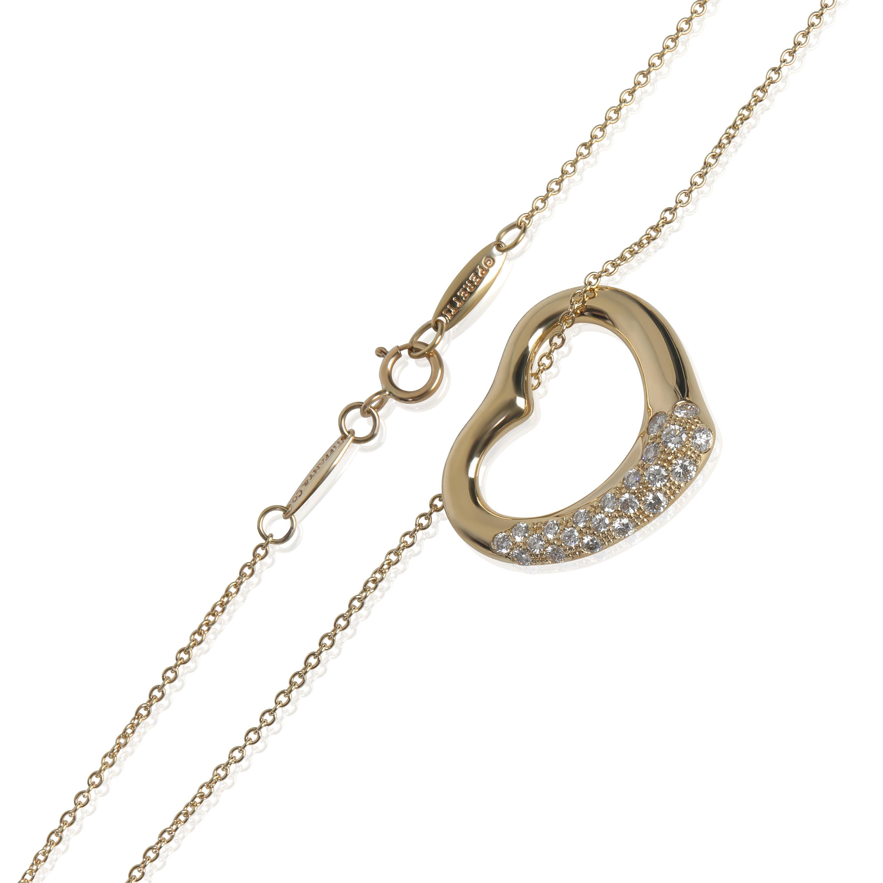 Tiffany & Co. Pendentif coeur ouvert en or jaune avec diamants Excellent état - En vente à New York, NY