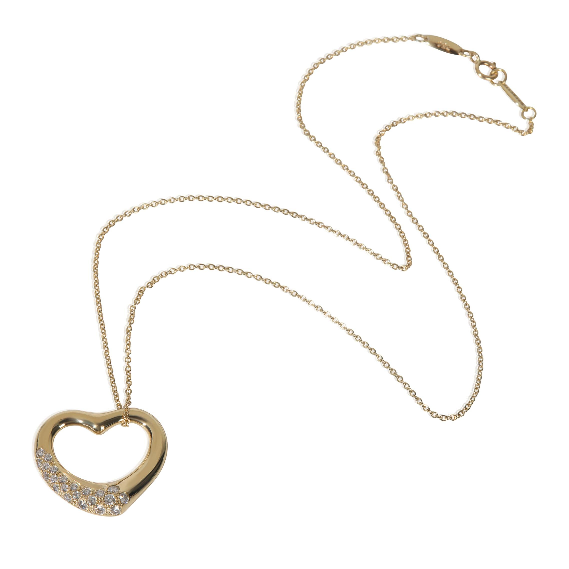 Tiffany & Co. Pendentif coeur ouvert en or jaune avec diamants Pour femmes en vente